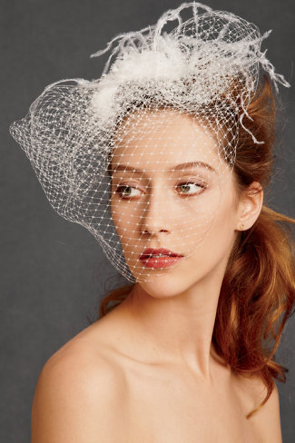 Feathered Corsage Birdcage Veil