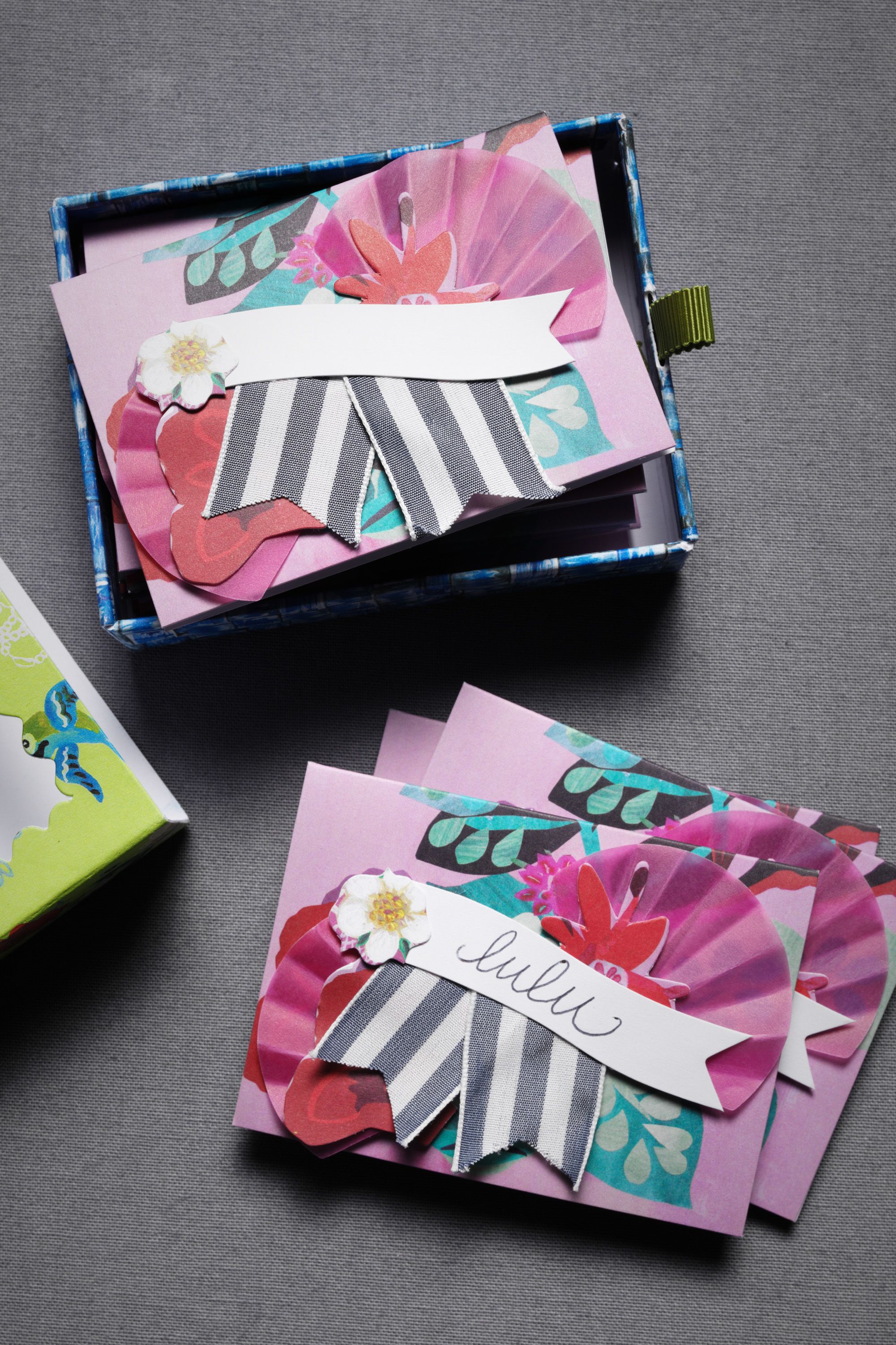 Collaged Strawberry Place Cards