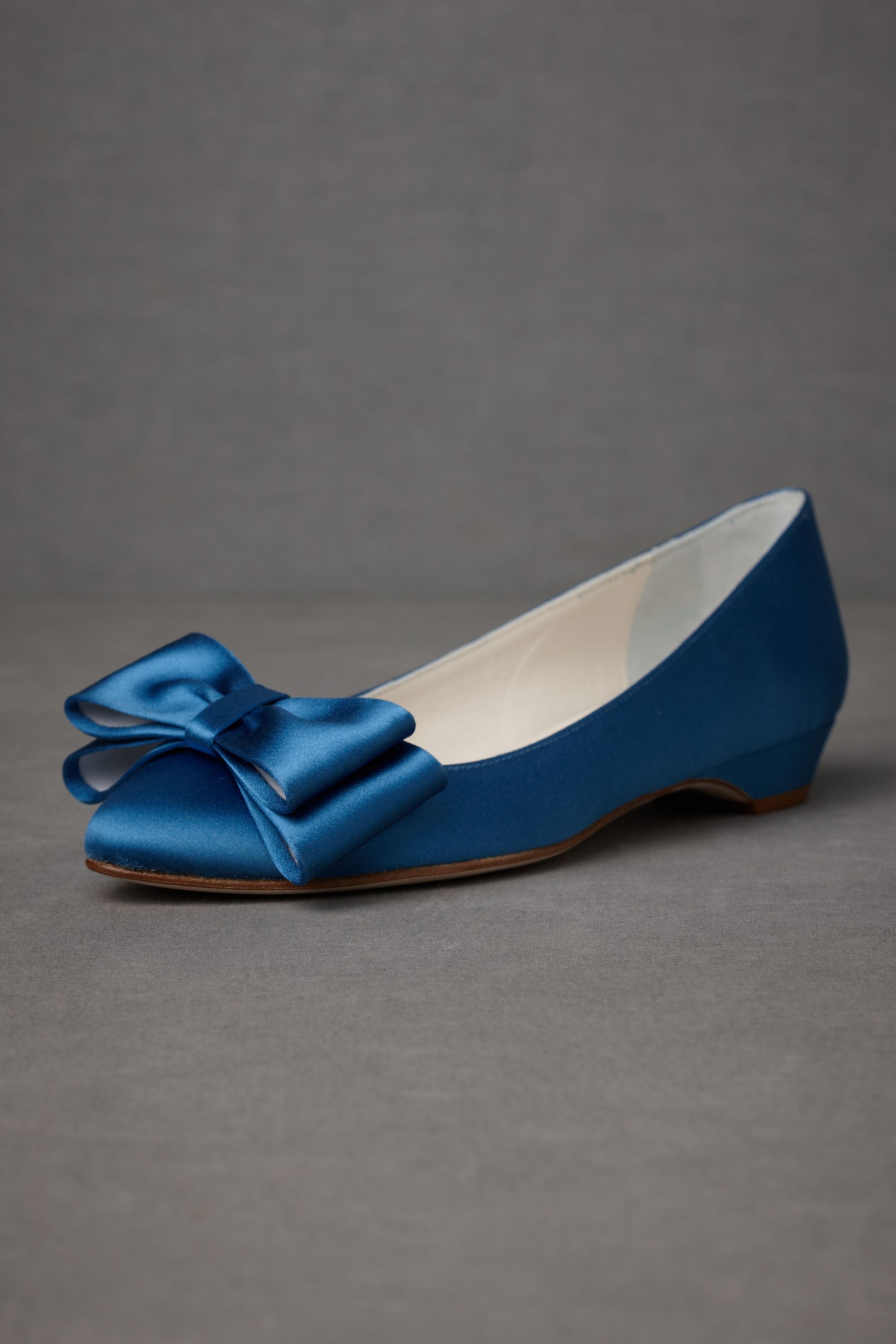blue flats with bow