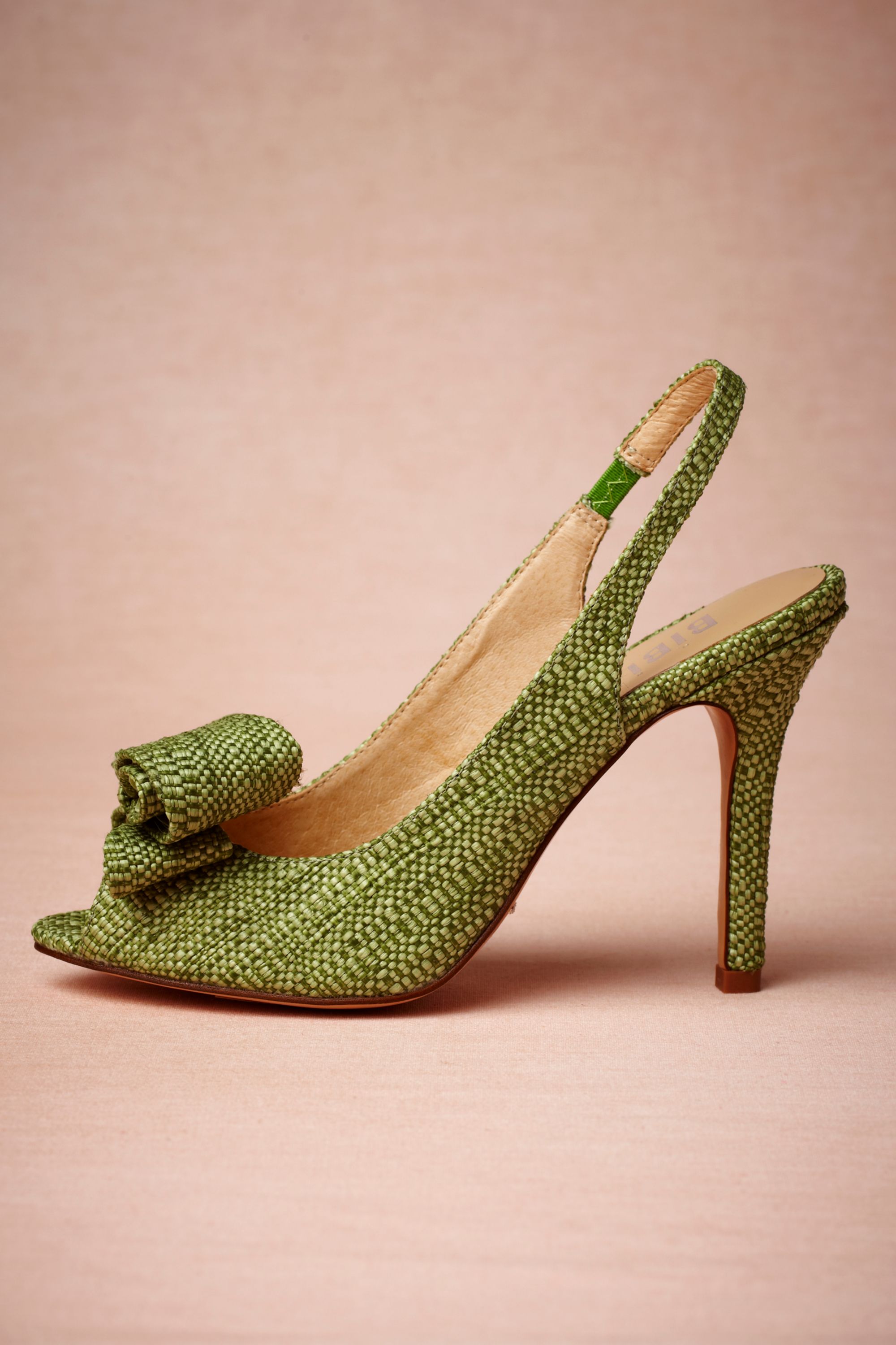 green sling backs