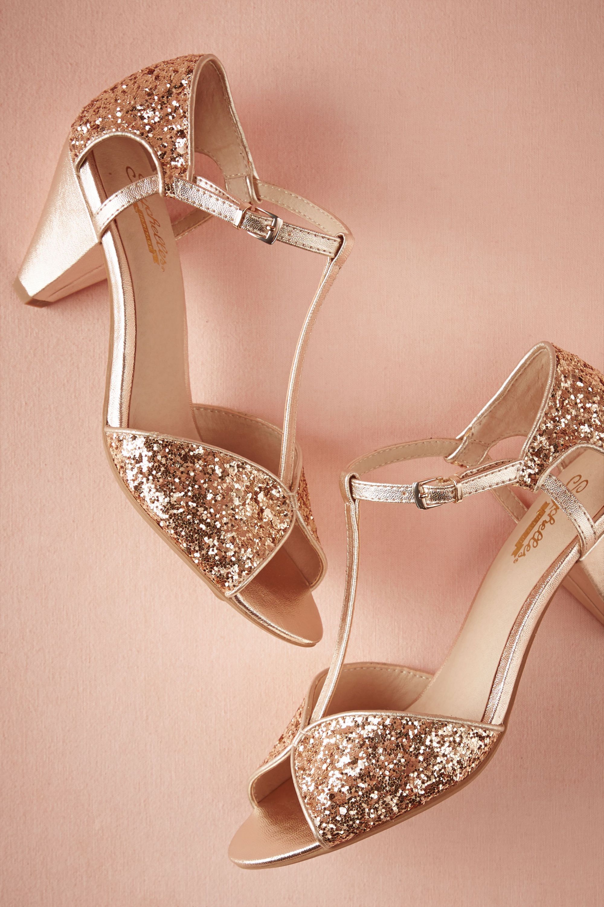 glitter t-strap pumps