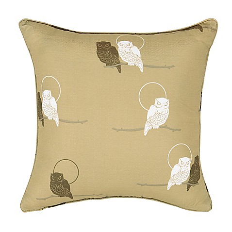 Rose Tree Night Owl 18-Inch Square Throw Pillow in Tan - Bed Bath & Beyond