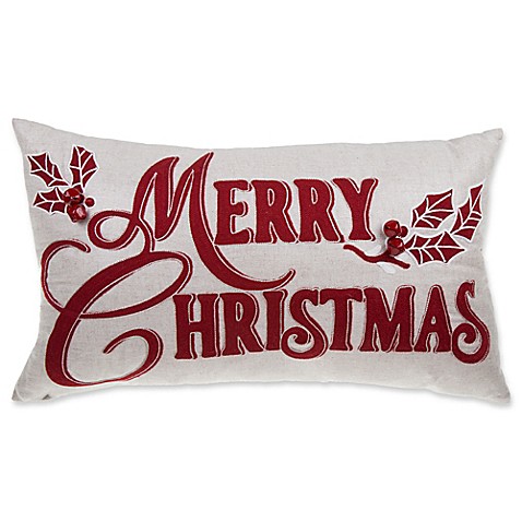 Buy Merry Christmas Oblong Throw Pillow in Red from Bed Bath & Beyond