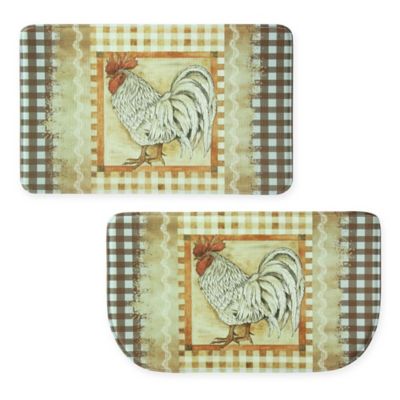 bacova rooster plaid kitchen foam mat memory brown