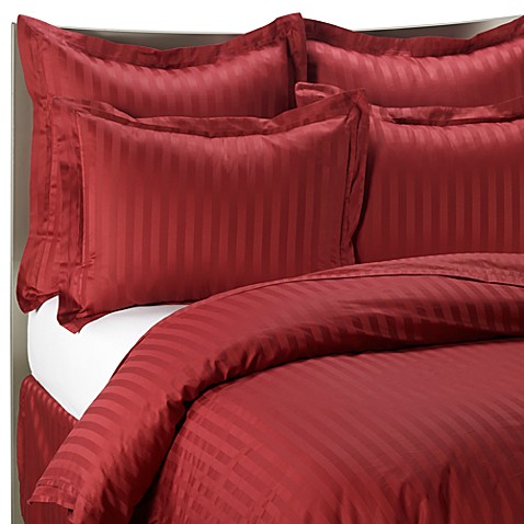 ... cover set in red this incredibly luxurious damask stripe duvet cover