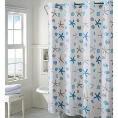 shower curtain hookless seashell gray grey peva coastal bedbathandbeyond