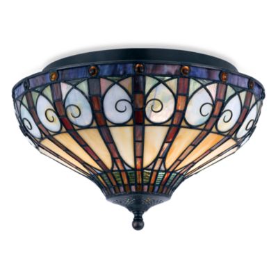 QuoizelÂ® Tiffany Style 2-Light Stained Glass Flush Mount Fixture