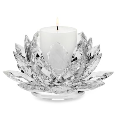 ... Crystal Lotus Pillar Candle Holder with Candle from Bed Bath  Beyond