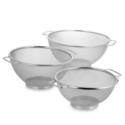 Stainless Steel Mesh Colanders (set Of 3) - Bed Bath & Beyond