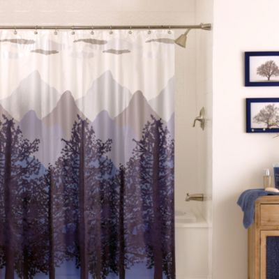 Light Blue Curtains Blackout Flowers Shower Curtain