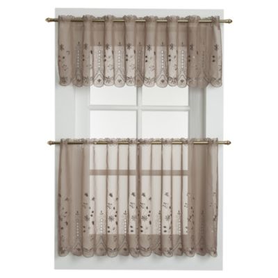 Buy Samantha Sheer Window Curtain Valance in Taupe from Bed Bath ...