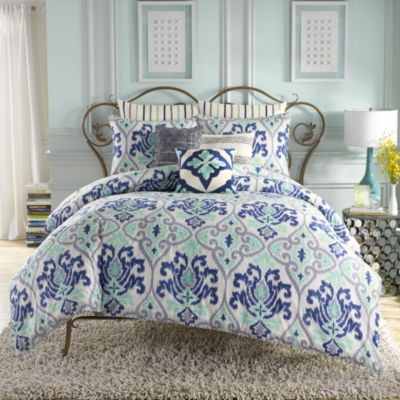 ... Reversible Full/Queen Comforter Set in Blue from Bed Bath & Beyond