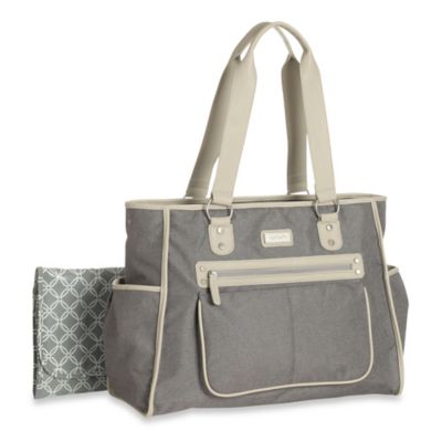 black and gray diaper bag