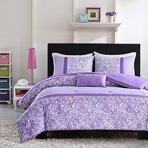 ... Reversible Twin/Twin XL Comforter Set in Purple from Bed Bath & Beyond