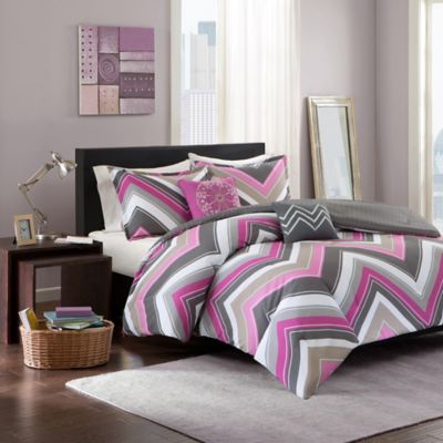 Buy Elise Twin/Twin XL Comforter Set in Pink/Grey from Bed Bath & Beyond