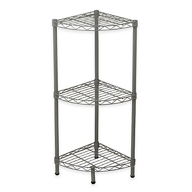 Home Basics® 3-Tier Wire Corner Shelf in Steel Grey