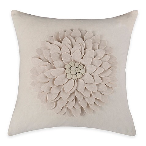 Buy Rizzy Home Flower Applique Pattern Square Throw Pillow in Ivory from Bed Bath & Beyond
