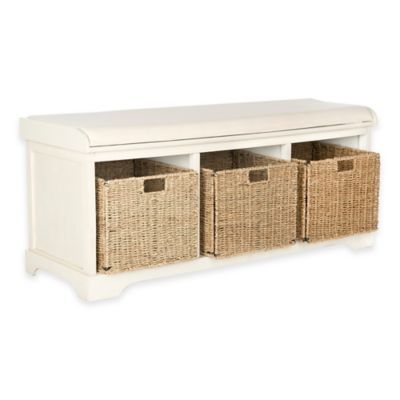 lonan white storage bench