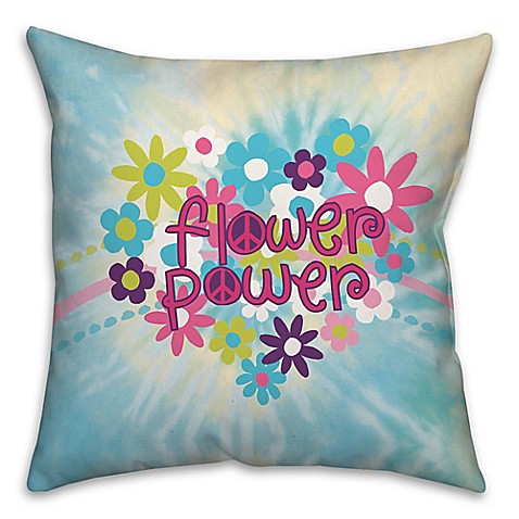 Flower Power Square Throw Pillow in Blue/Pink - Bed Bath & Beyond
