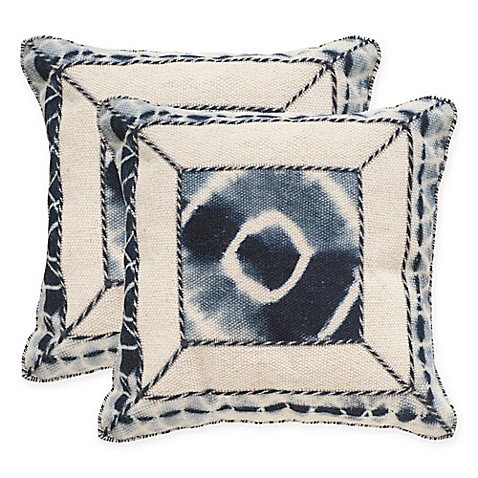 Buy Safavieh Dip-Dye Patch 24-Inch Square Throw Pillows in Medina Blue (Set of 2) from Bed Bath ...