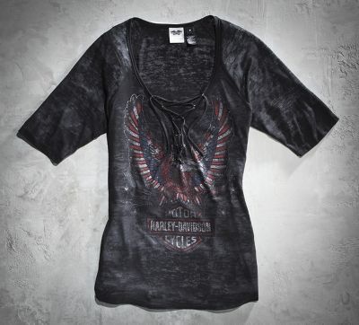 Front Laced Eagle Burnout Tee