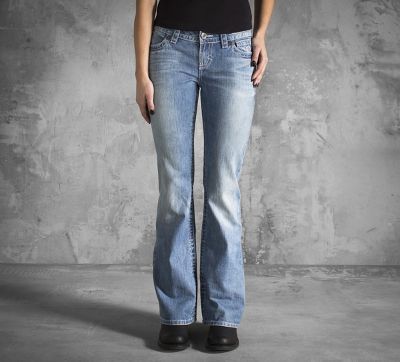 Low-Rise Faded Bootcut Jeans