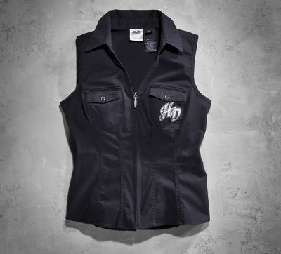 Rhinestone Zipper-Front Shirt