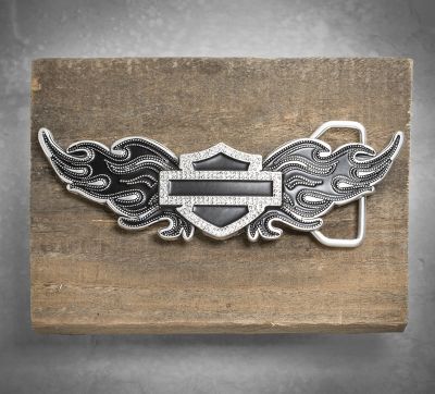 Bar & Shield Crystal Flame Buckl...