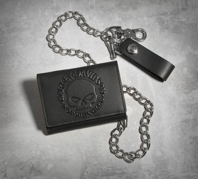 Men&#39;s Skull Tri-Fold Biker Wallet | Wallets, Clips & Chains | Official Harley-Davidson Online Store