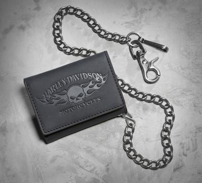 Flaming Skull Biker Wallet