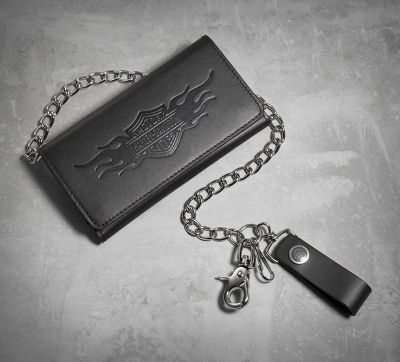 Bar & Shield Flames Biker Wallet