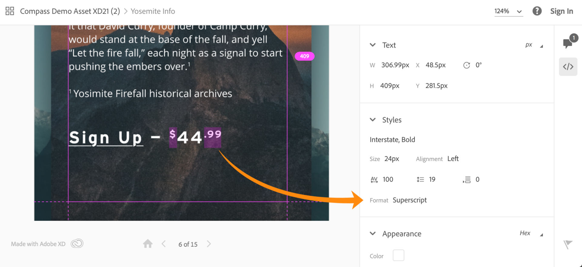 Sub-range attributes within a large text