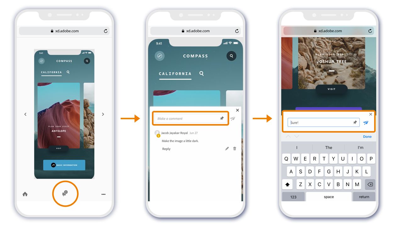 モバイルでの web プロトタイプへのコメント
