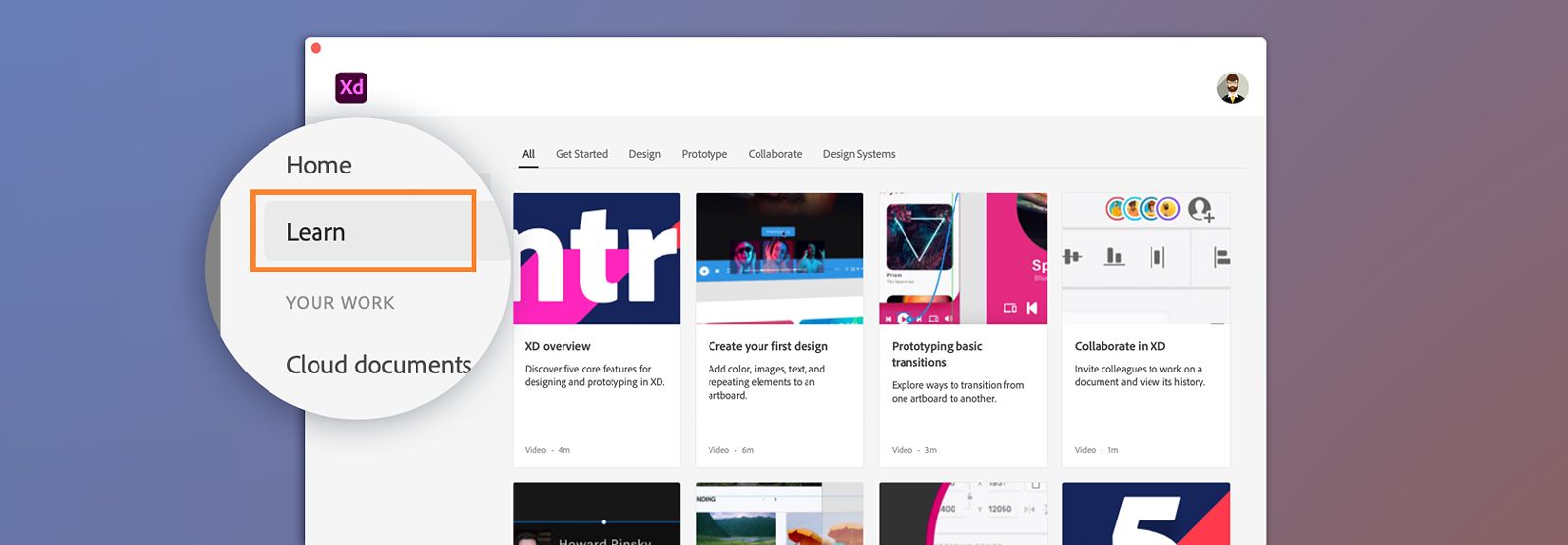 ホーム画面の「ラーニング」タブ