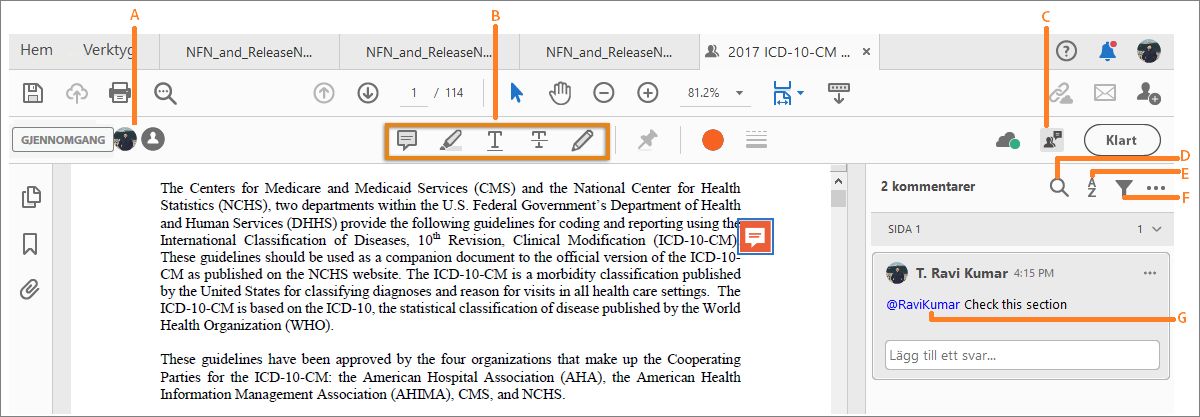 פעולות סקירה אחרות ב- PDF