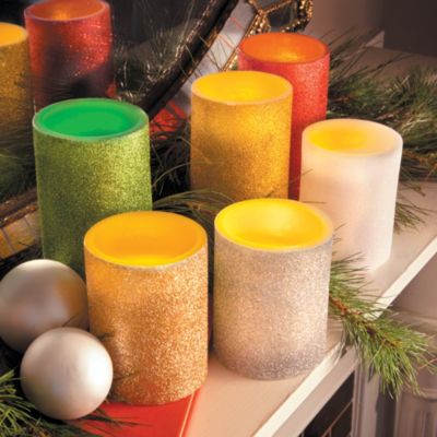 Glitter LED Pillar Candles