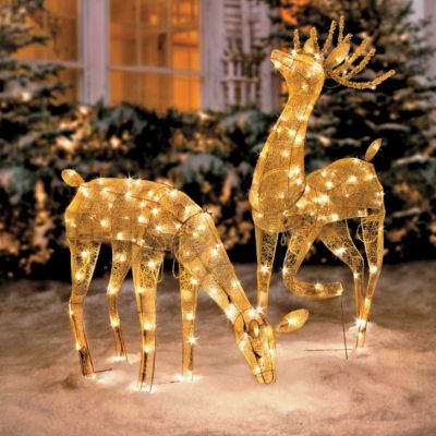 Gold Mesh Lighted Reindeer