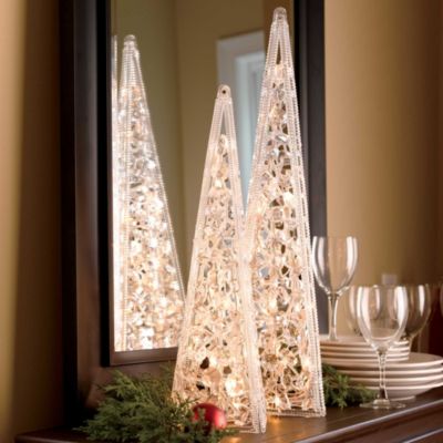 White Light Tabletop Christmas Trees