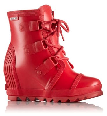 red wedge rain boots