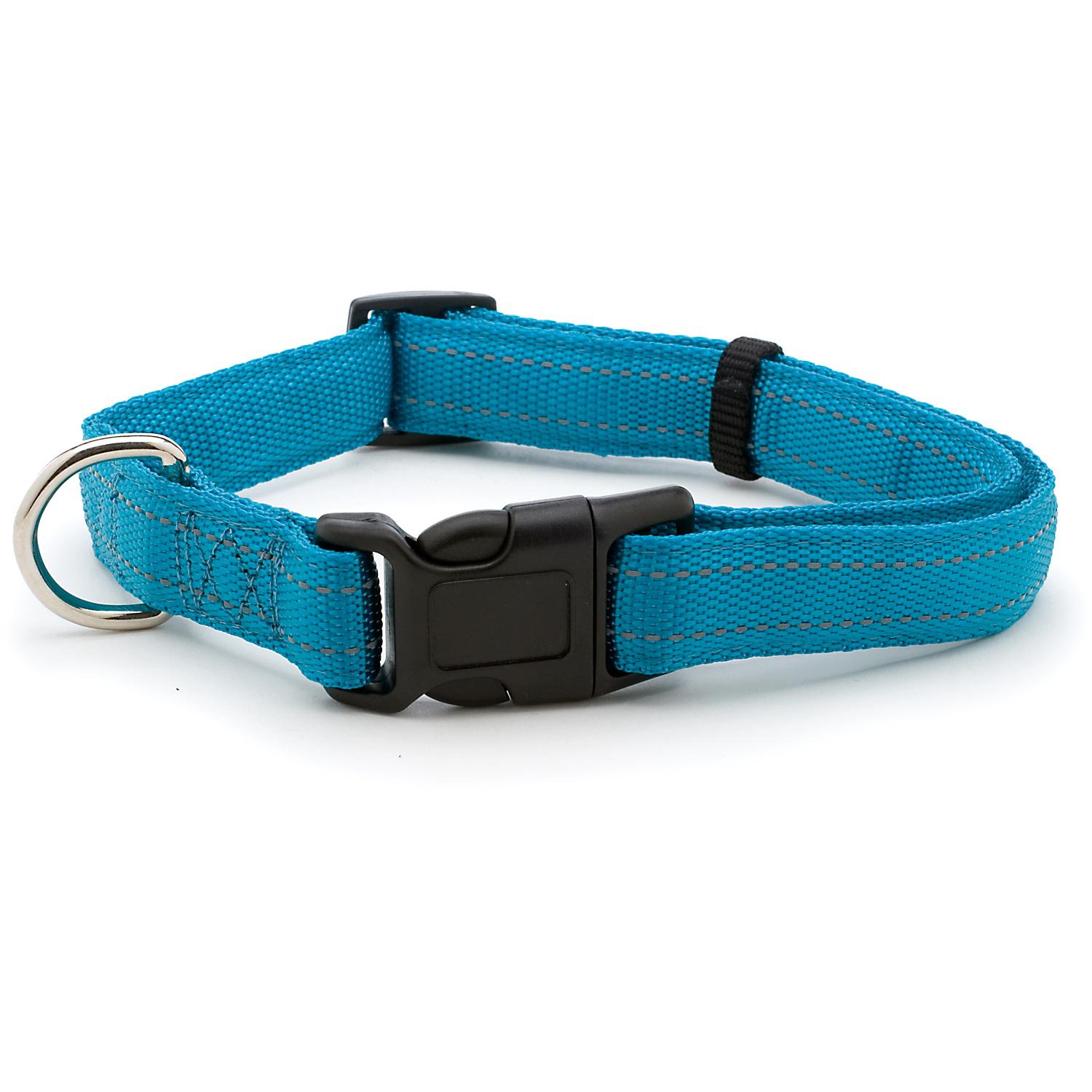Petmate 1" Nylon Reflective Padded Adjustable Dog Collar in Teal, Large ...