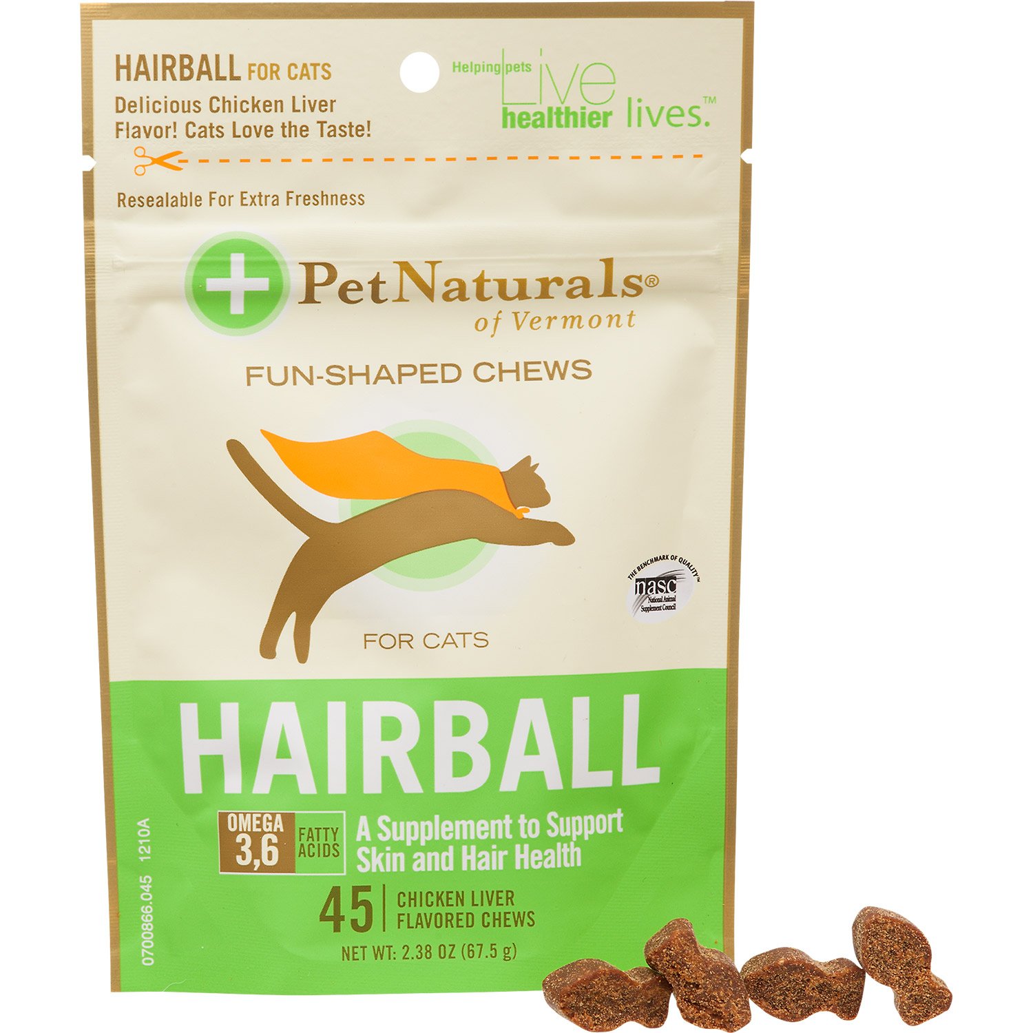 UPC 026664986641 product image for Pet Naturals Hairball Relief Cat Soft Chews (2.38 oz.; Chicken Liver) | upcitemdb.com