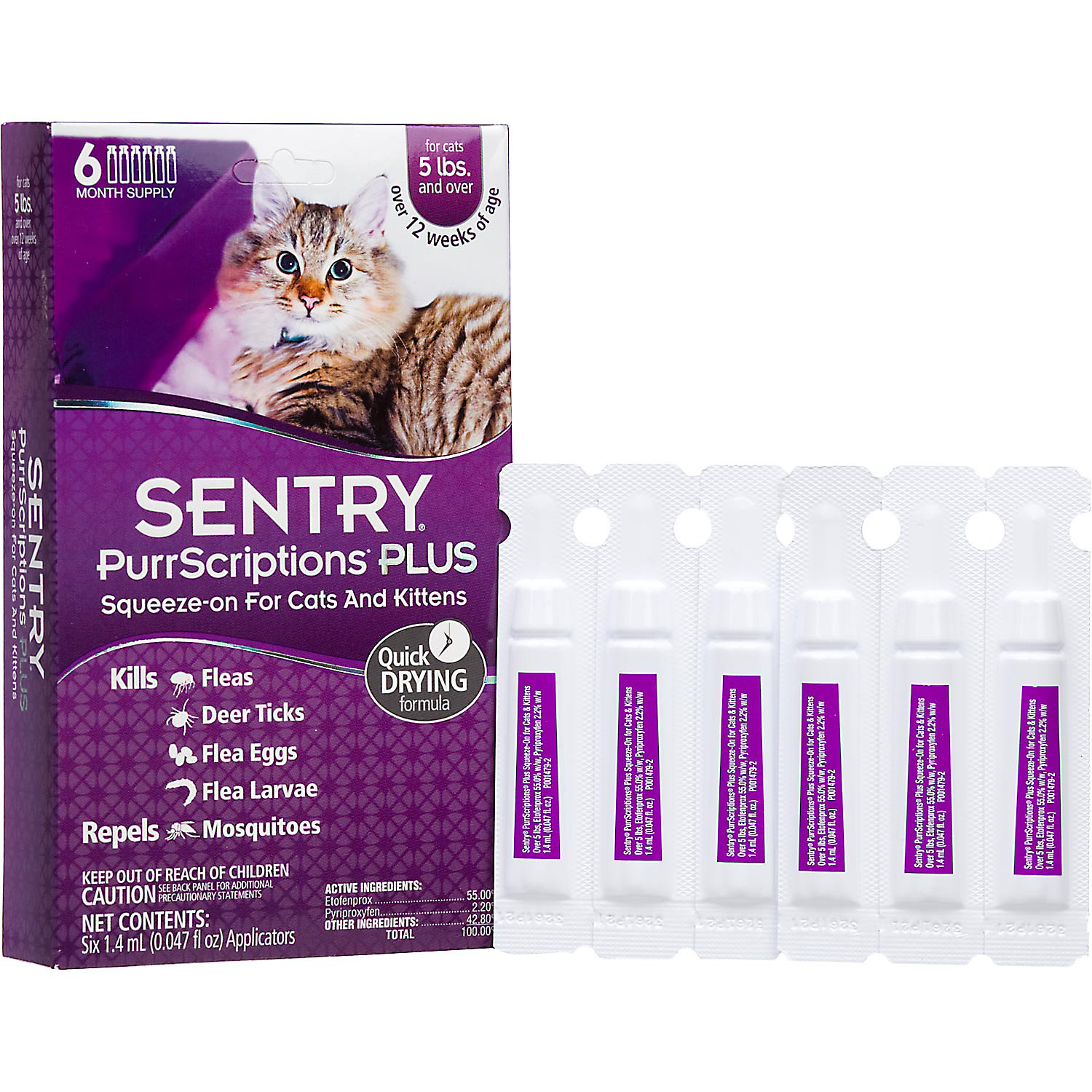 Sentry PurrScriptions Plus Cat & Kitten Squeeze-On Flea & 