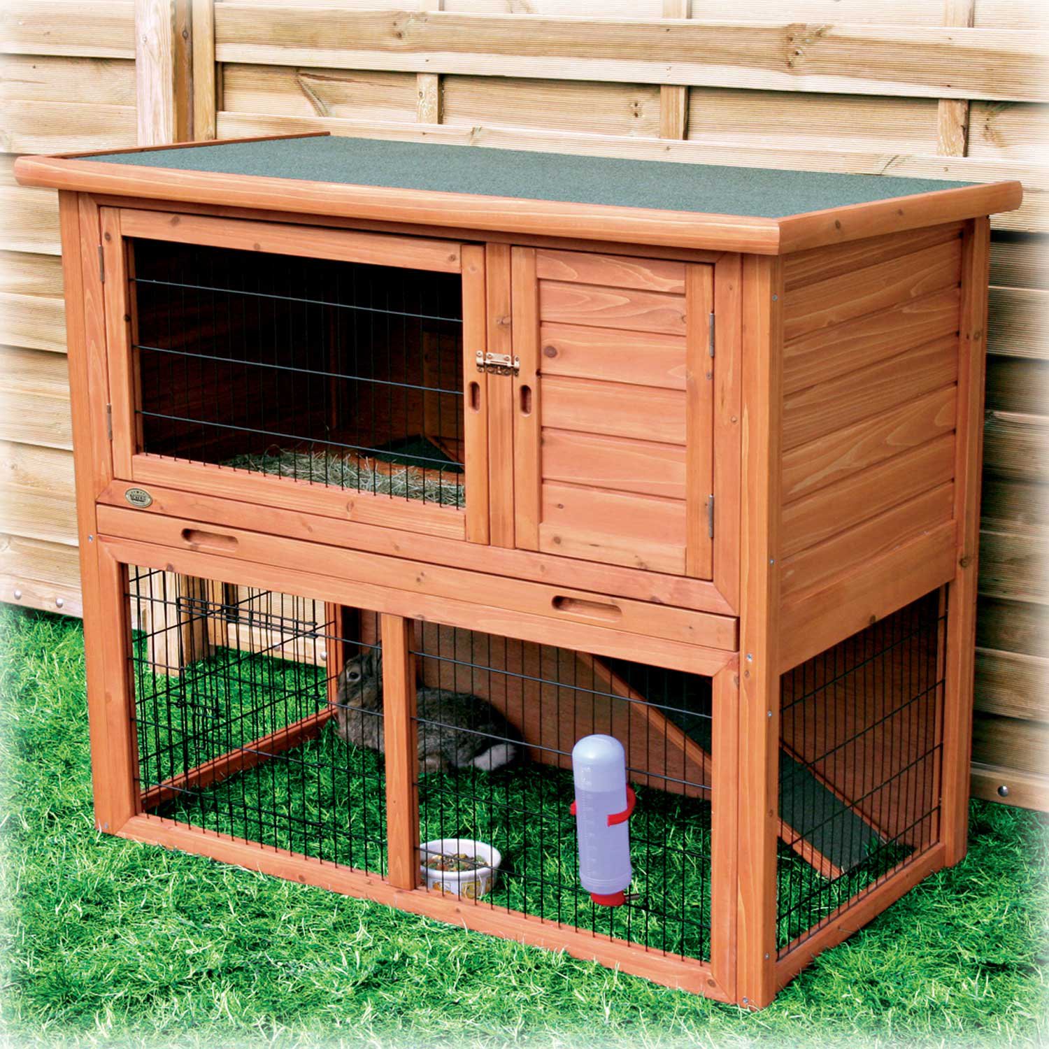 Trixie Natura Animal Hutch with Enclosure in Brown Petco