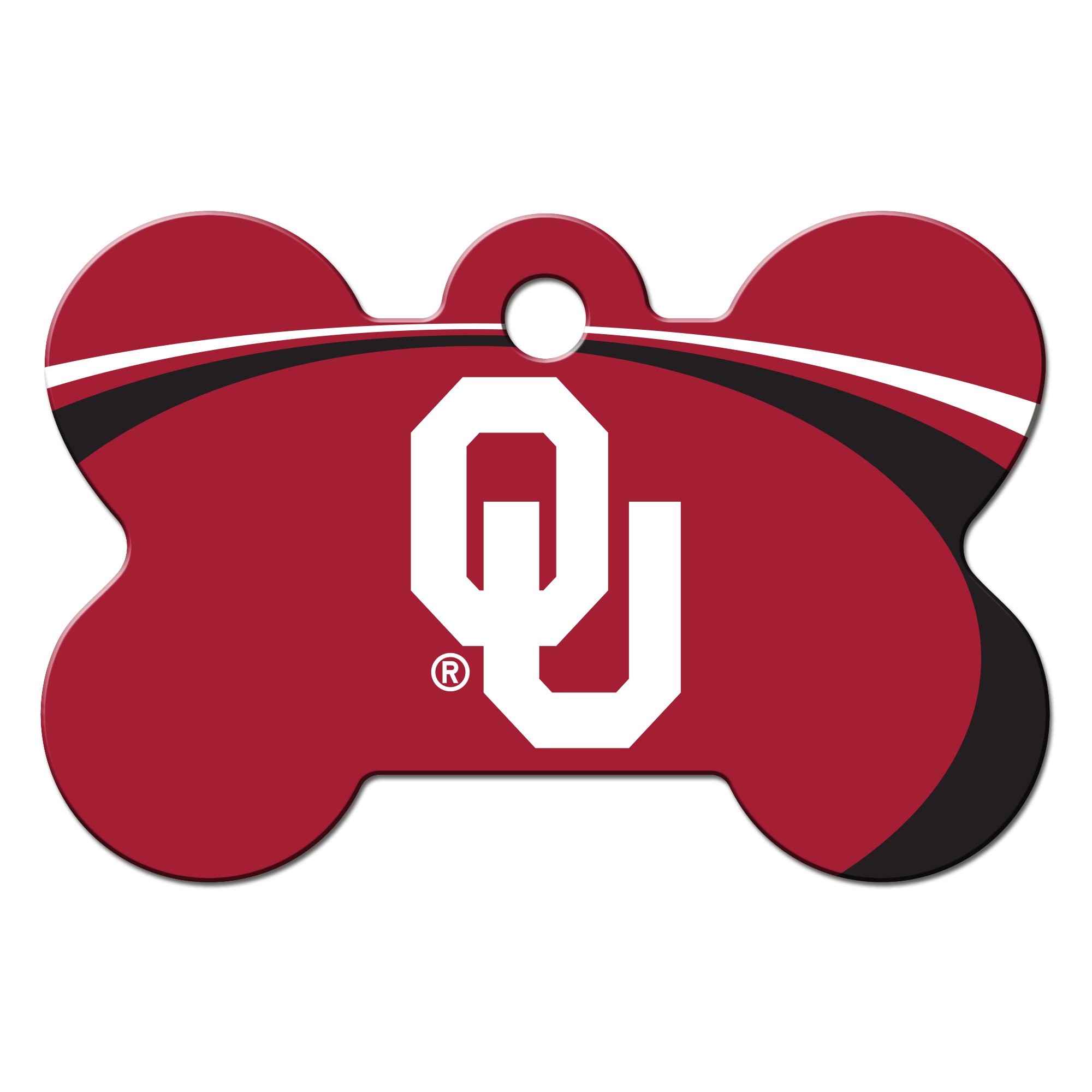 QuickTag Oklahoma Sooners NCAA Bone Personalized Engraved Pet ID Tag