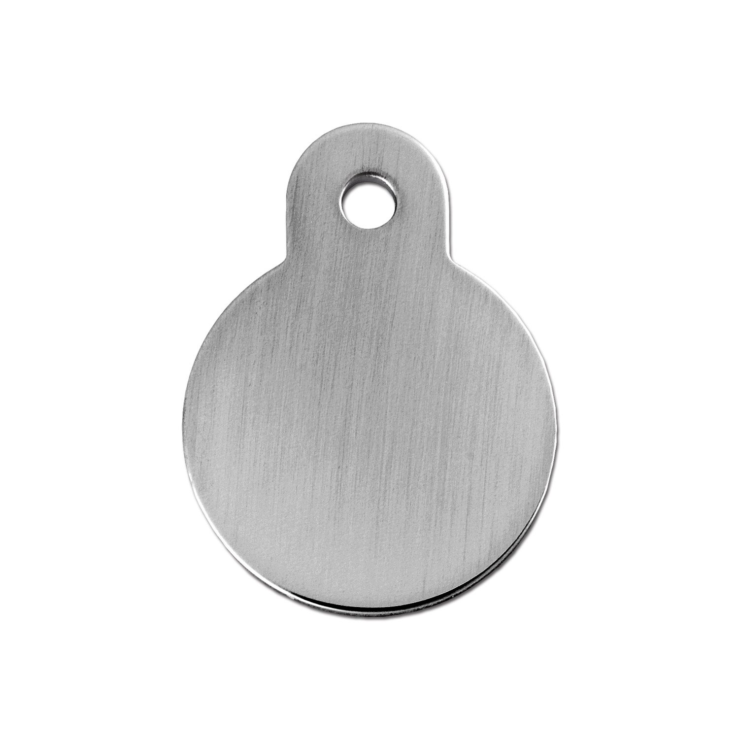 QuickTag Small Brushed Chrome Circle Personalized Engraved Pet ID Tag