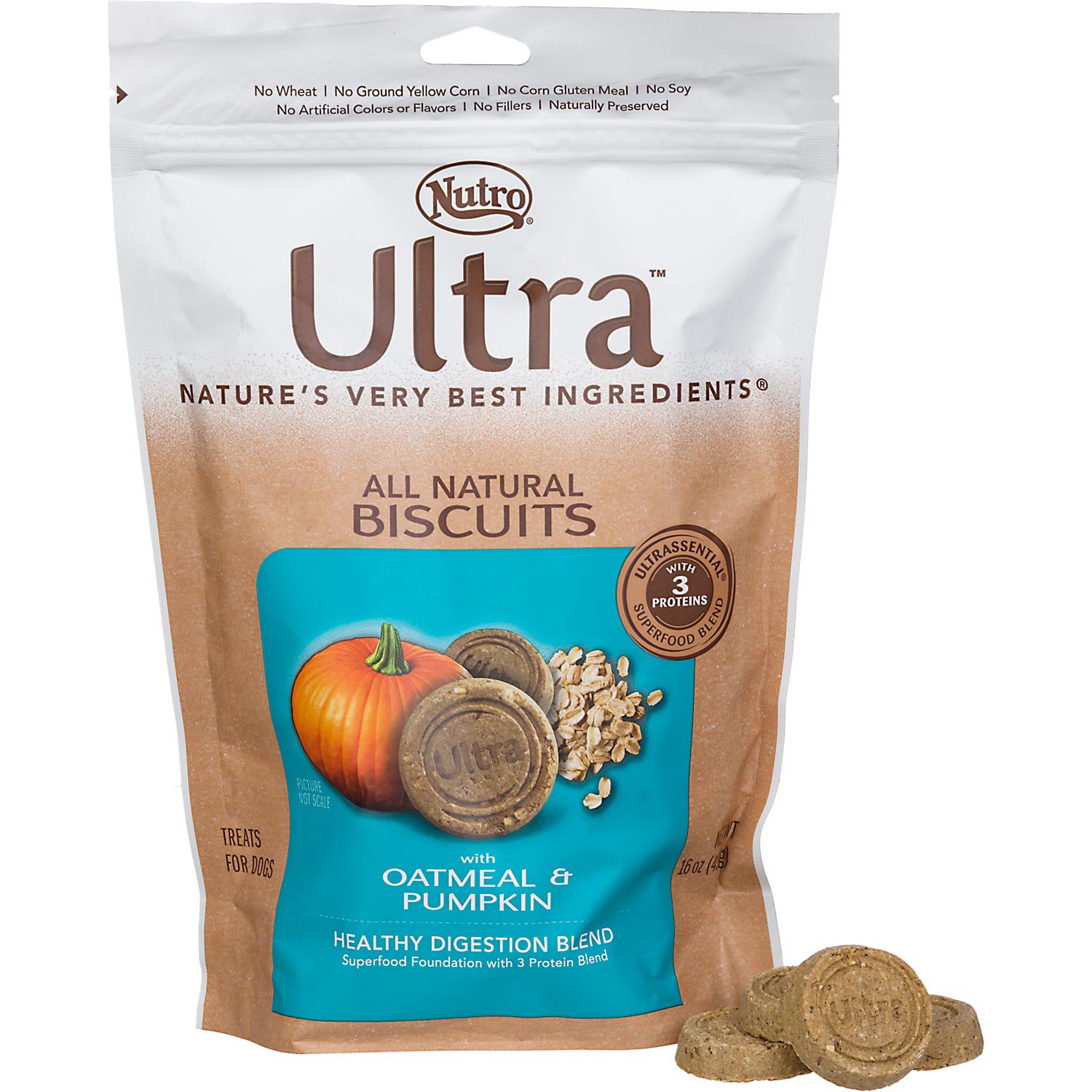 UPC 079105104111 product image for Nutro Ultra Healthy Digestion Adult Dog Biscuits (16 oz.; Oatmeal & Pumpkin; For | upcitemdb.com