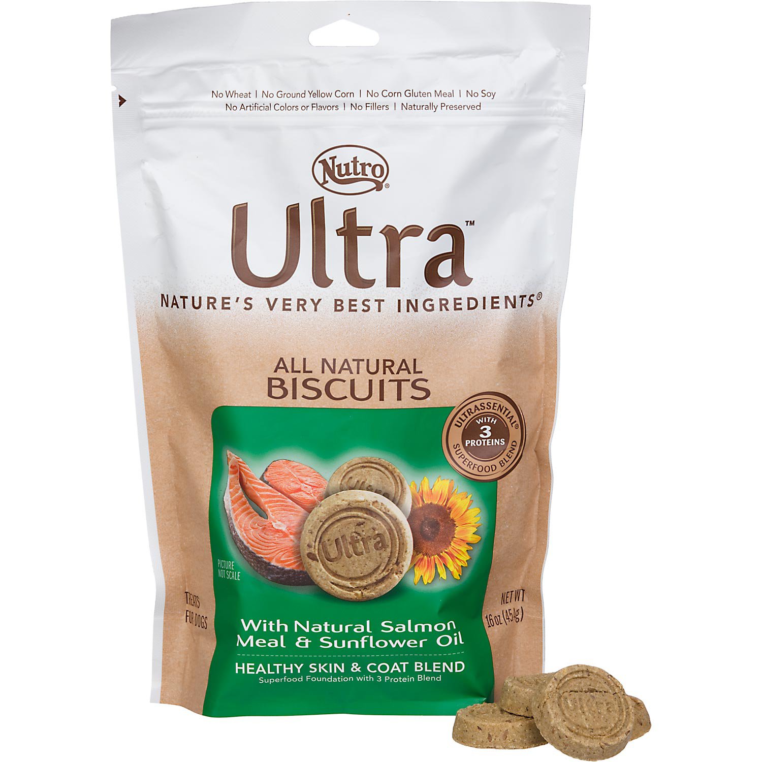 UPC 079105104128 product image for Nutro Ultra Healthy Skin & Coat Adult Dog Biscuits (16 oz.; Salmon; For Dogs Ove | upcitemdb.com