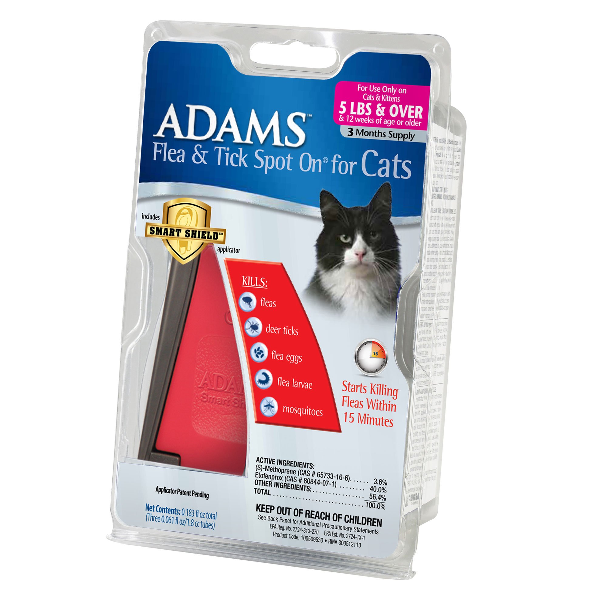 Adams Flea & Tick Spot On for Cats with Smart Shield Applicator Petco