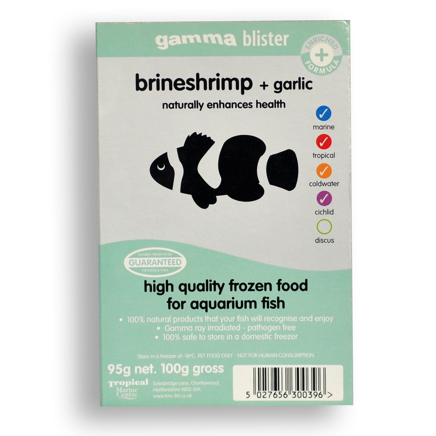 Gamma Frozen Food Brine Shrimp plus Garlic Blister Pack Fish Food Petco