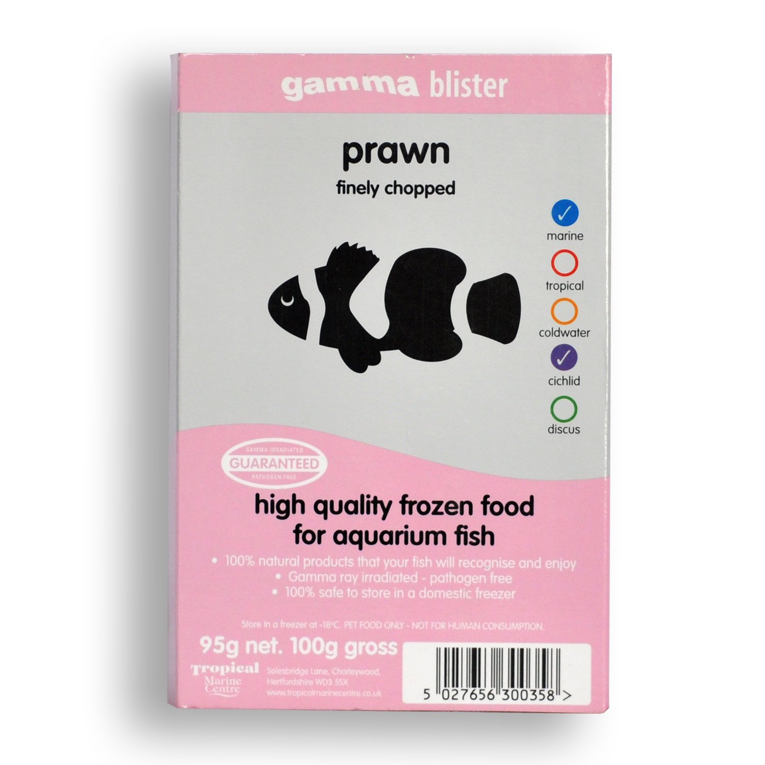 Gamma Frozen Food Finely Chopped Prawn Blister Pack Fish Food Petco